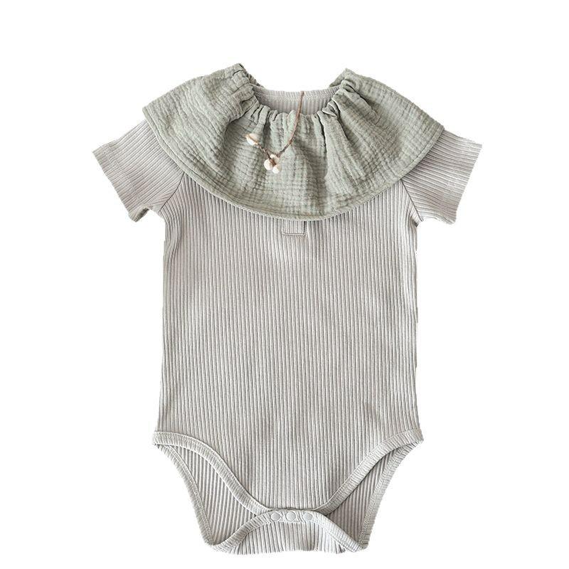 2025 A-typ Enfärgad Ribbad Baby Krypande Romper - Ins Stil