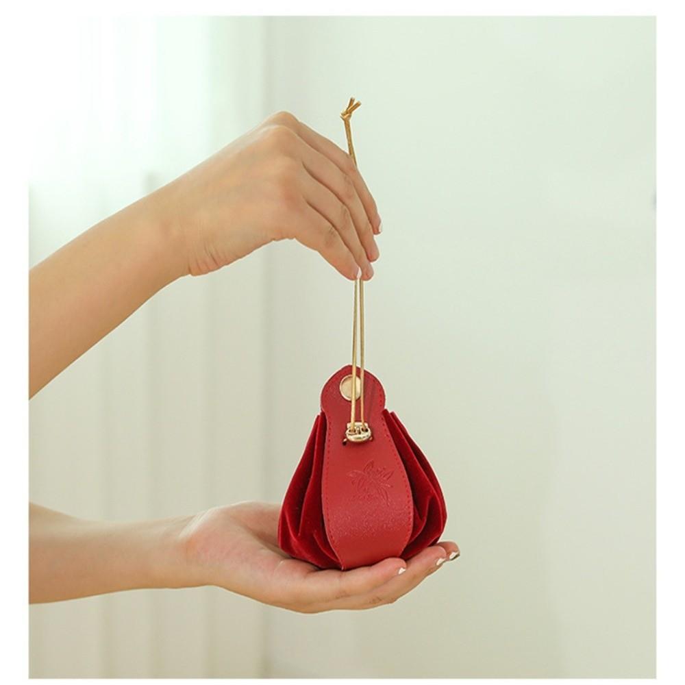 Drawstring Jewelry Storage Pouch Solid Color Velvet Drawstring Bag  Jewelry Storage красный