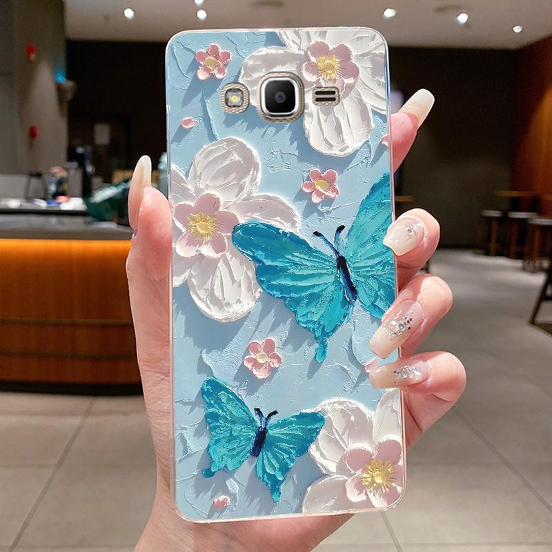 For Samsung Galaxy J2 Prime J2 Ace Grand Prime A5 2015 Case Flower Butterfly Phone Capa Soft Silicon Transparent TPU Jelly Cover