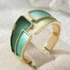 Vintage Handgeschnitzter Grüner Muster Damenring Kreativität Goldfarbe Metall Geometrie Tägliches Tragen Party Schmuck Jubiläumsgeschenk