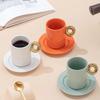 Europäisches Luxus Keramik Kaffee Tassen Set mit Goldenem Griff Kleiner runder Untertasse Paare Espresso Tassen Geschenk Kreative Luxus Tasse Untertasse