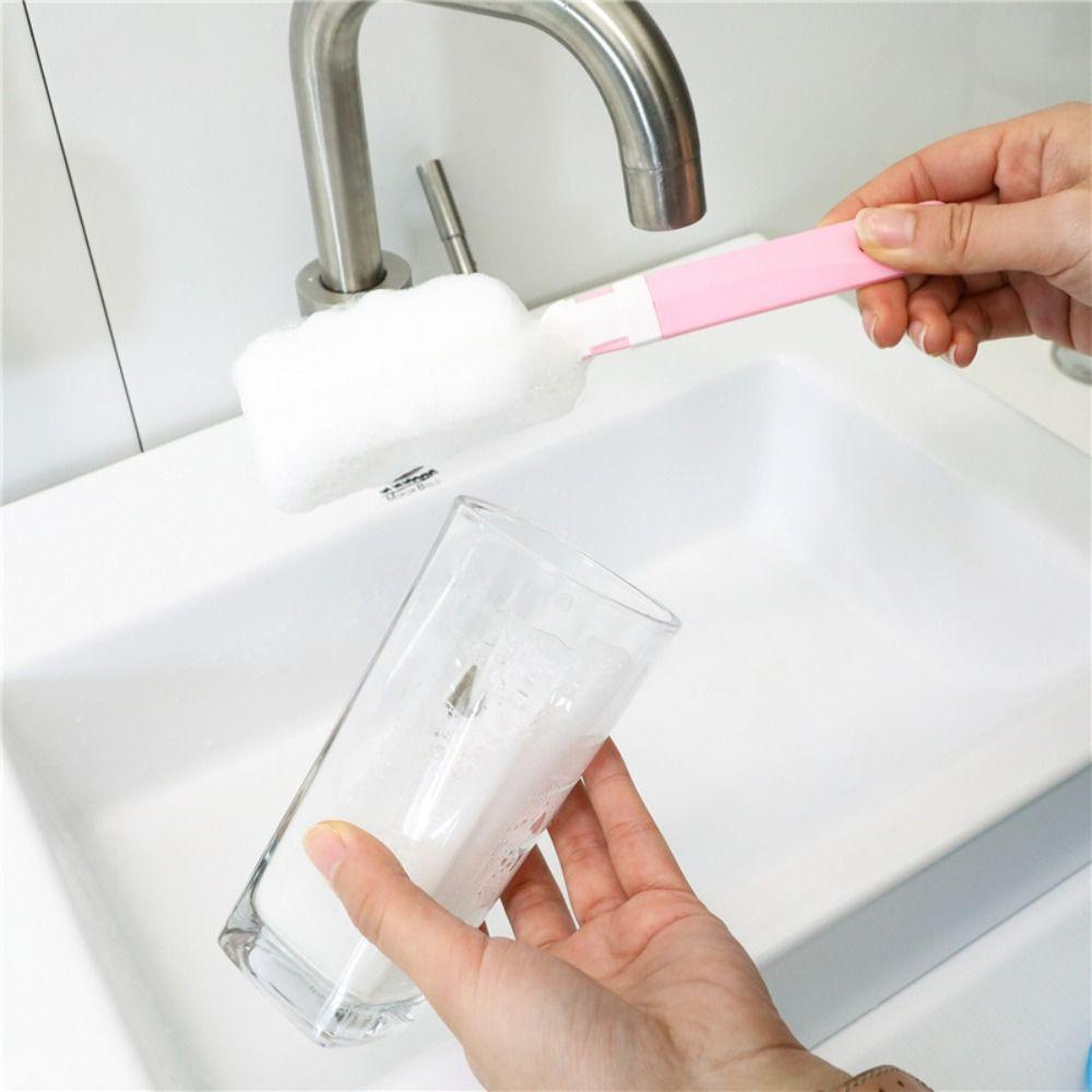 Long Handle Milk Bottle Brush Detachable Cup Cleaning Brush Sponge Cup Washing Brush  Kitchen