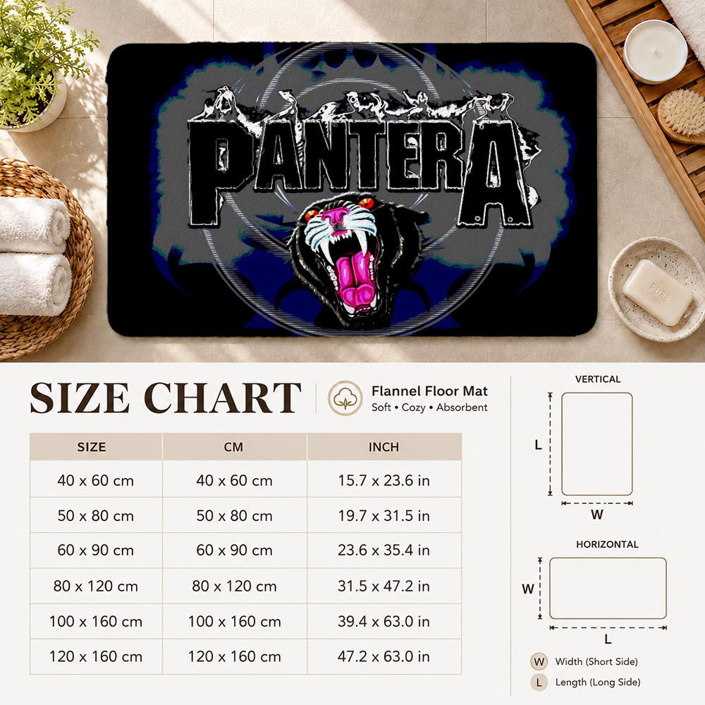 Heavy Metal Band P-pantera Floor Mat Non-Slip Absorbent Floor Mat Decorative Rug for Home Bathroom Bedroom Entryway