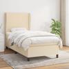 Slatted Bed Base with Mattress - Maison Exclusive - 80x200 Cm - Adjustable Headboard - Beige Fabric