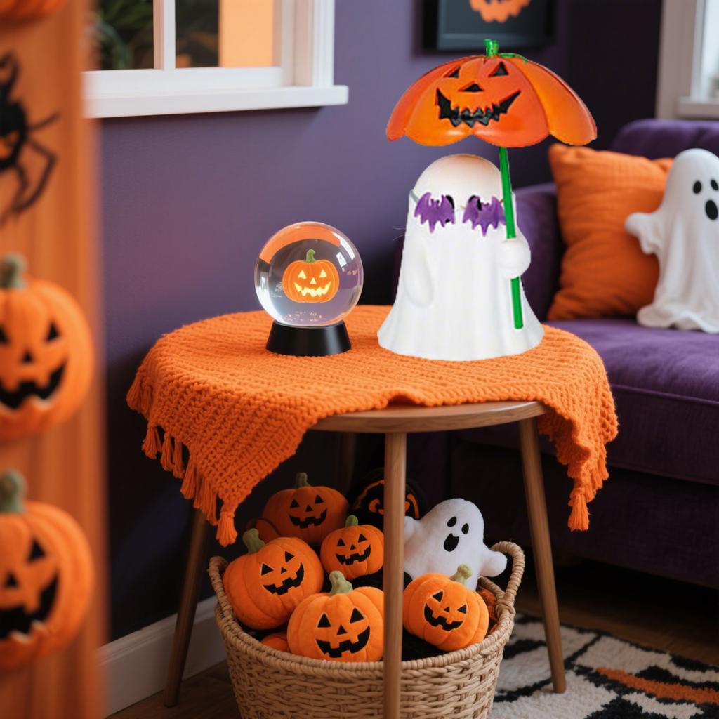 6.5 Halloween  Statue Decorations, Cute Handheld Pumpkin Umbrella Sunglasses Ghosts, Suitable For Halloween Decoration, Can Be Used As Gift Props Or T