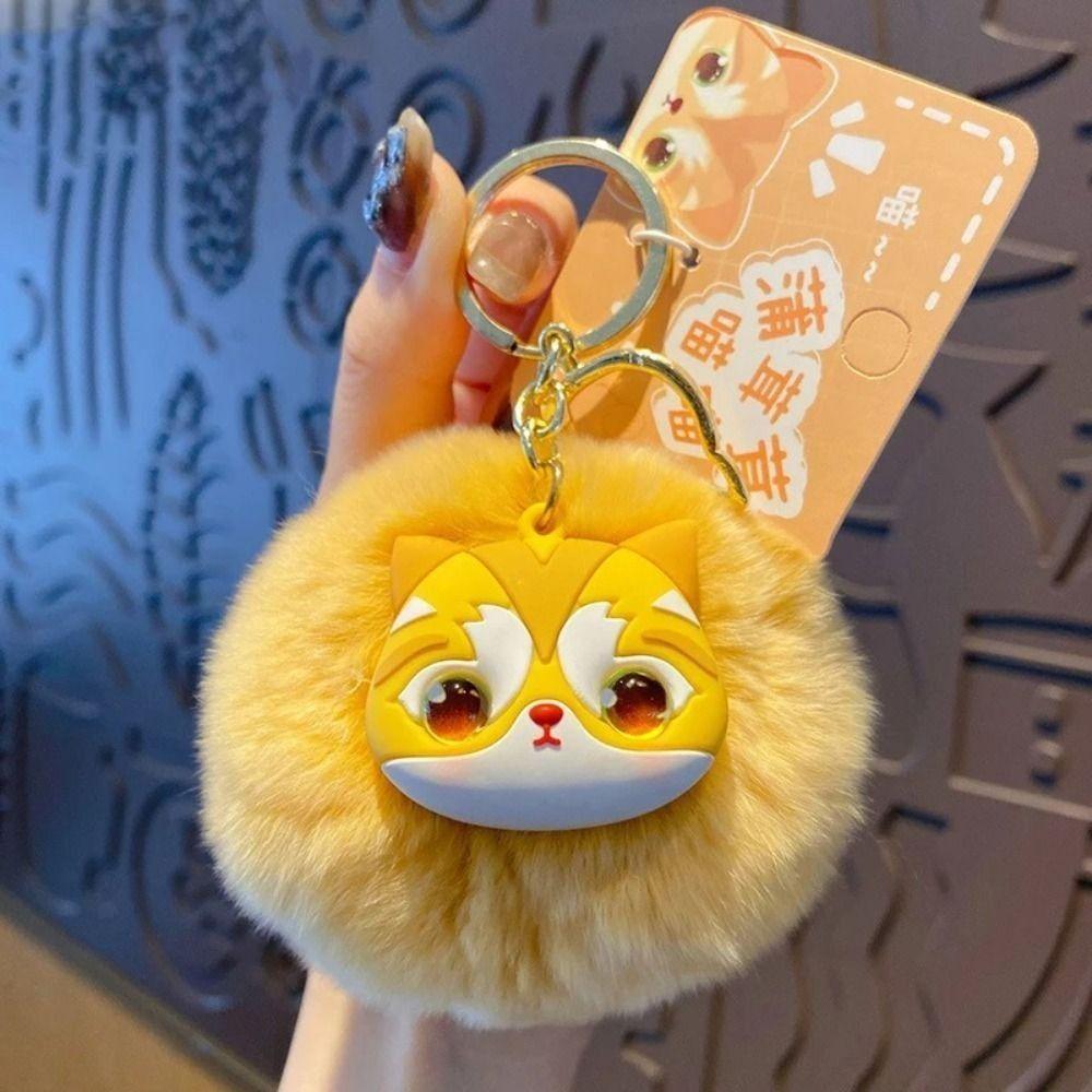 Big Ear Cat Plush Pendant Long Mane Cute Animal Keychain Plush Cat Keychain  Friends Birthday Gifts
