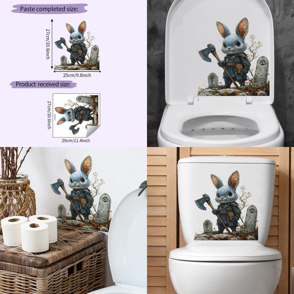 And Bunny Tomb Design Closestool Wall Sticker For Modern Halloween Decor Wall