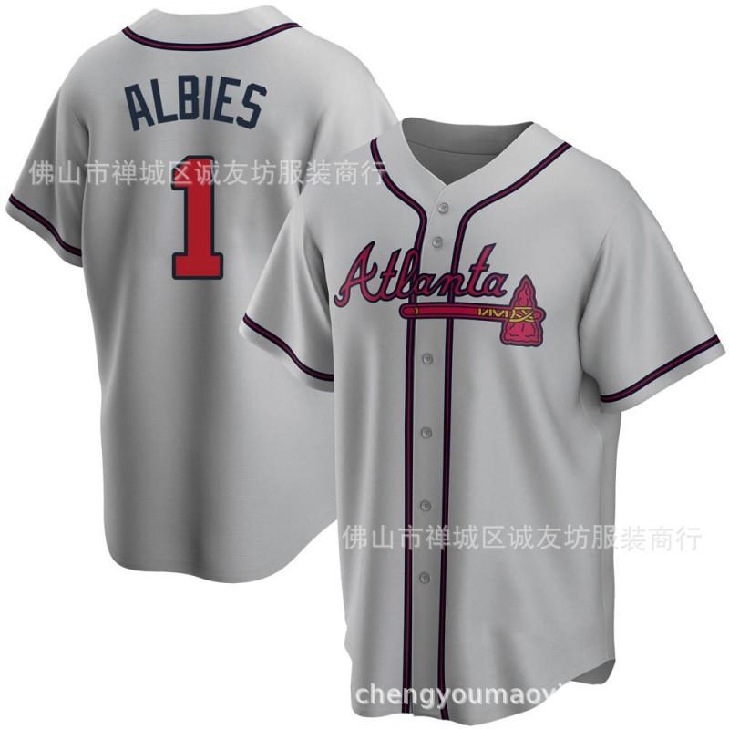 Mens White Champion Edition MLB Atlanta Braves Ozzie Albies Baseball Jersey Unisex Sportswear Fall Winter