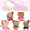 Cute Cartoon Hello Kitty Plush Keychain Adorable Kt Doll With Black Leather