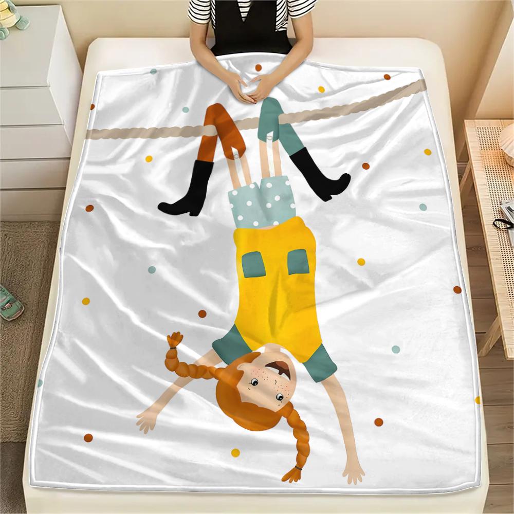 

1PC Pippi Longstocking Print Flannel Blanket, High quality All Seasons, Home Decor, Warmth and Comfort, Perfect for Christmas Gifts 150cm x 200cm