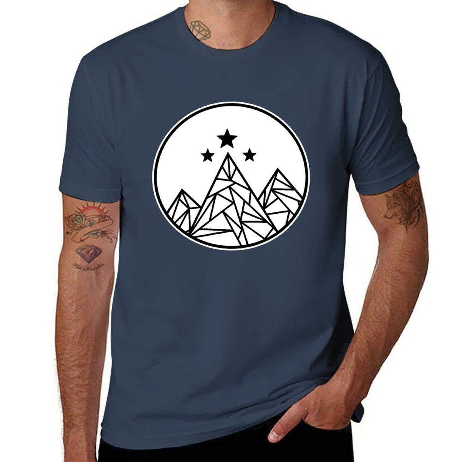 Mountains and Stars  Black Outline TShirt t shirt man casual t shirts for man graphic funny TShirt S