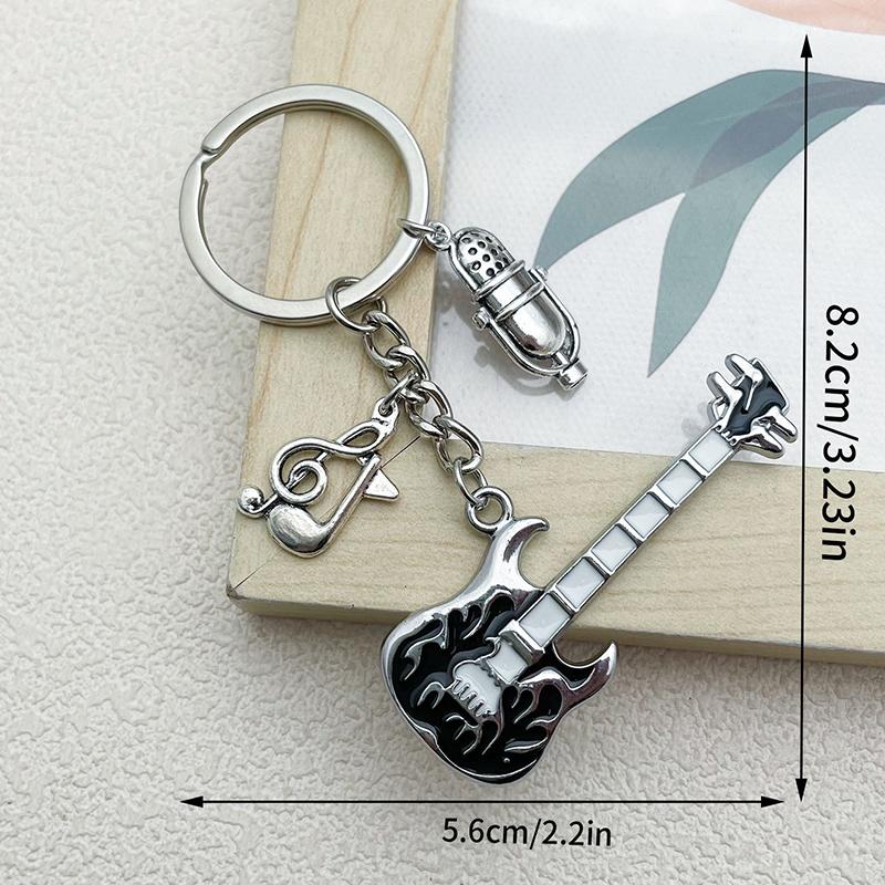 Y2k Guitar Musical Symbols Star Keychain Pendant For Men Women Punk Style Fashion Rock Bag Charm Accessories Gift