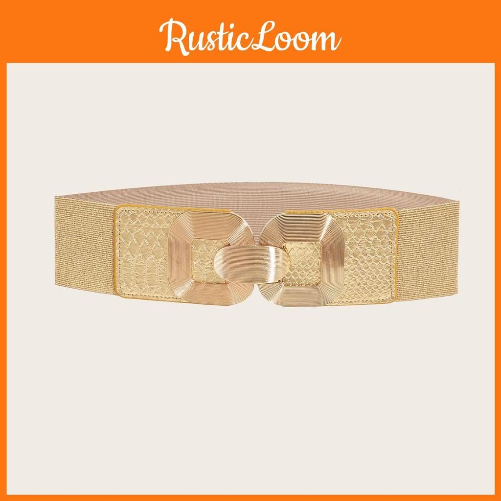 Women Metal Gold Waist Belt Snap Fastener Asymmetric Design Outerwear Dresses
