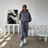 26 Europe, America, Amazon Cross-border Women's Clothing New Slack Hooded Sweater Wide-leg Trousers Tooling Style Suit