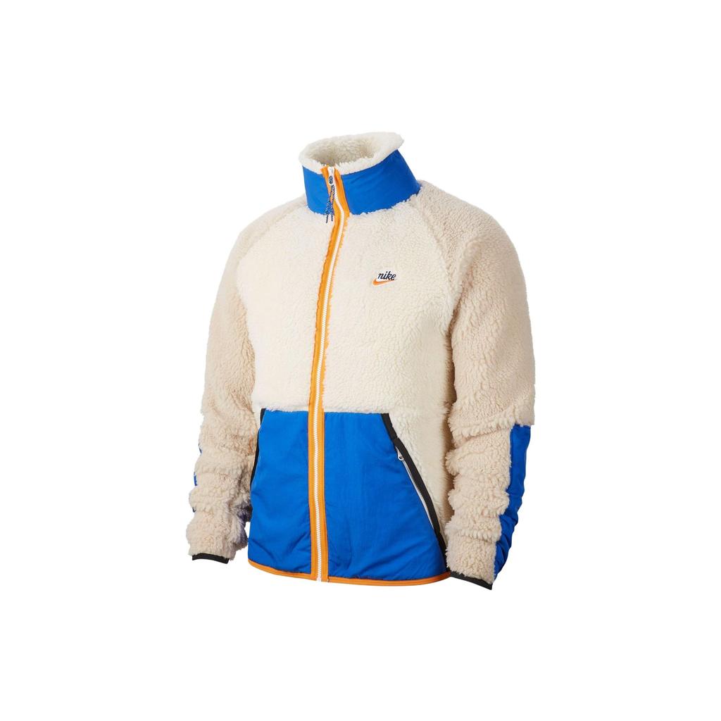 Nike Jachetă Fleece Casual Color Block cu Guler Stand Bărbați Jachetă Alb Albastru BV3720-133