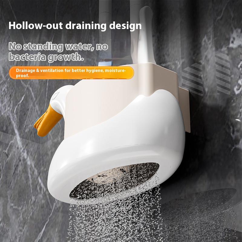 White Swan 3-in-1 Toilet Brush Wall Hanging Household No Dead Ends Toilet Brush Set Toilet Brush Cleaning Bathroom Accessories