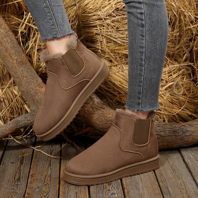 Mode Neue Wildleder Warme Wanderstiefel Winter Runde Zehenpartie Sexy Bequem Dicksohlig Rutschfest Lässige Schneestiefel für Damen