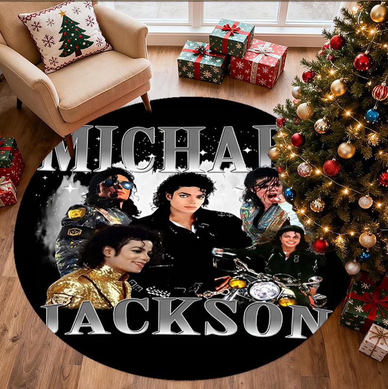 Michael Jackson Muster Runder Teppich, Innen-/Außenmatte, für Picknick, Spielzimmer, Schlafzimmer, Büro, Wohnzimmer, Heimdeko Teppich, Geburtstagsgeschenk