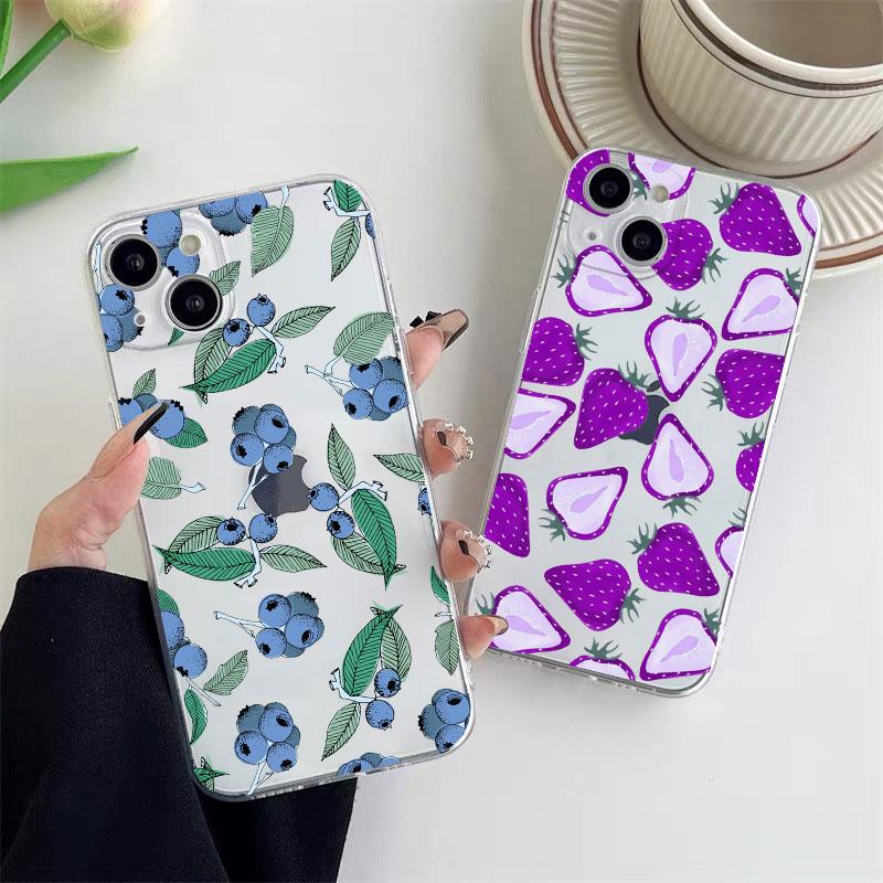 Color Fruits Banana Strawberry Clear Phone Case For iPhone 14 13 12 11 Pro Max 13 12 Mini 14 7 8 Pus XR XS X Transparent Covers
