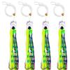4Pcs 68g/107g Fishing Lures Saltwater Trolling Lures Rigged Squid Skirt with Leader Line Shark Hooks for Marlin Tuna Wahoo