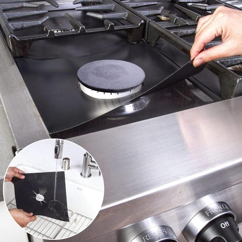 Stove Covers - Gas Stove Protector, Top Burner Cover Black, Non-stick Reusable, Stove Covers, Easy To Clean, Double Thickness