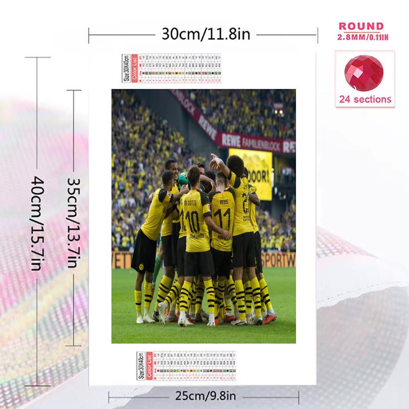 Dortmund Pattern  3pcs 100% Round Full Drill 5D DIY Diamond Painting Embroidery Cross Stitch Rhinestone Décor