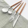 4Pcs Marble Wooden Handle Dinnerware Glossy Cutlery Set Stainless Steel Tableware Knive Fork Spoon Silverware Party Flatware Set