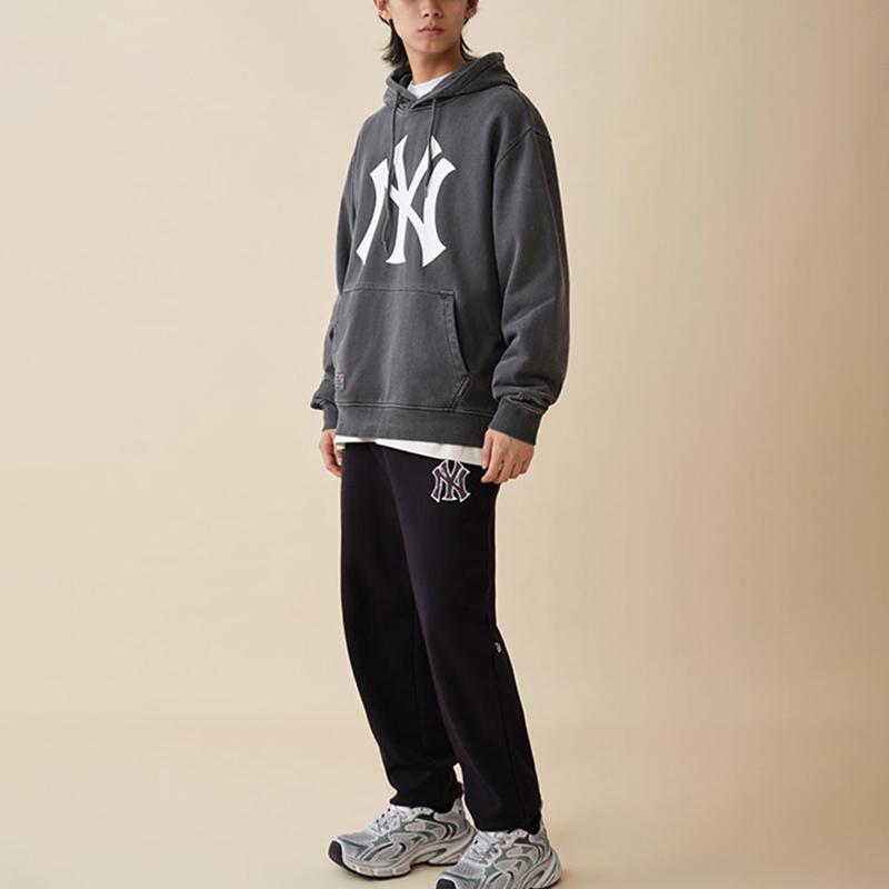 New Era FW24 MLB New York Yankees Embroidered Pullover Drawstring Vintage Washed Hoodie Unisex Hoodie Black 14397935