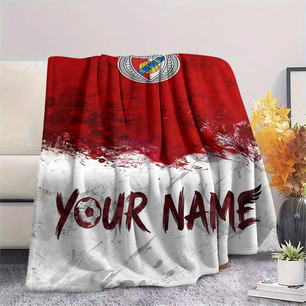 1PC Benfica Eagle Crest Custom Name Patterned Flannel Blanket Suitable For All Seasons For Home Decor Warmth And Comfort Gifts Holiday Present