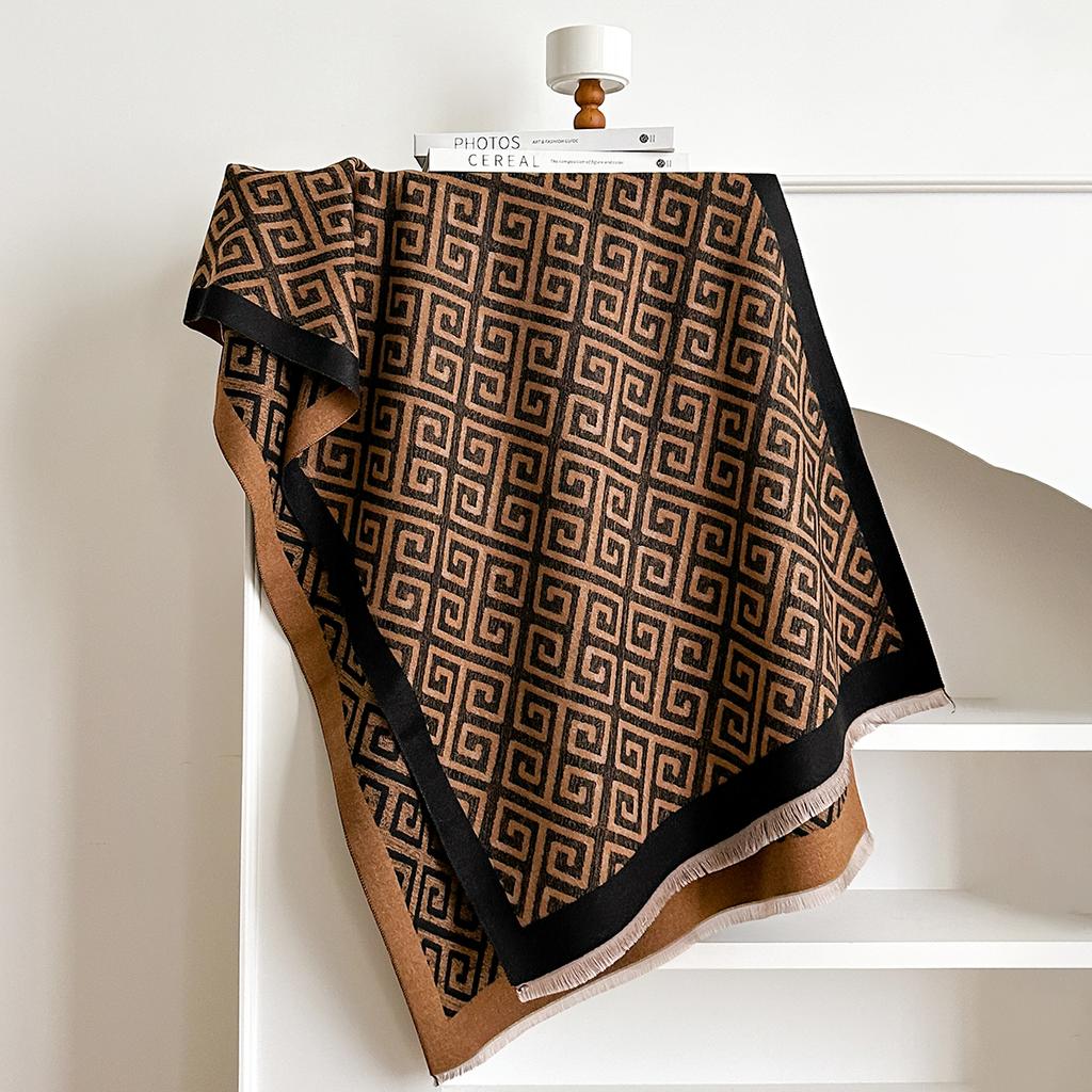 Women Winter Luxury  Imitation Cashmere Scarves Thick Warm Plaid Jacquard Soft Female Coldproof Bufanda Shawl Scarf
