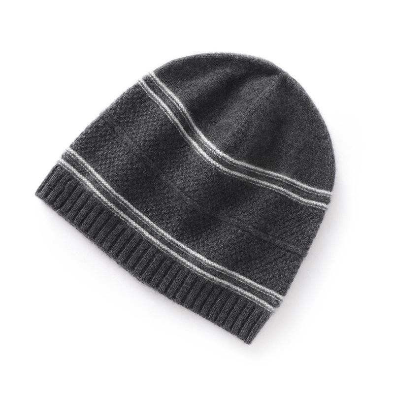 Soft Cashmere Autumn and Winter New Style Unisex Casual Ear Protection Striped Color Matching Hat Fashionable Knitted Hat