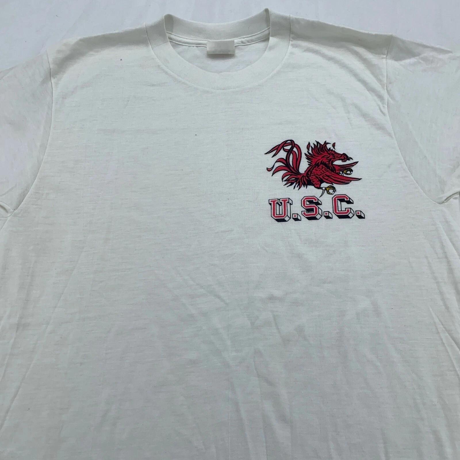 vintage 70s UNIVERSITY OF SOUTH CAROLINA GAMECOCKS T-Shirt SMALL ncaa soft cocks 2XL