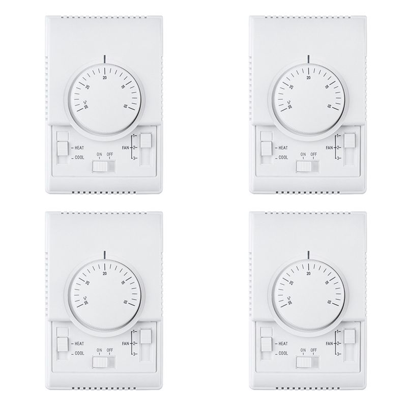 ABBY-4X MT01 220VAC Room Mechanical Thermostat Air Conditioner Fan Coil Thermostat Temperature Controller Warm белый