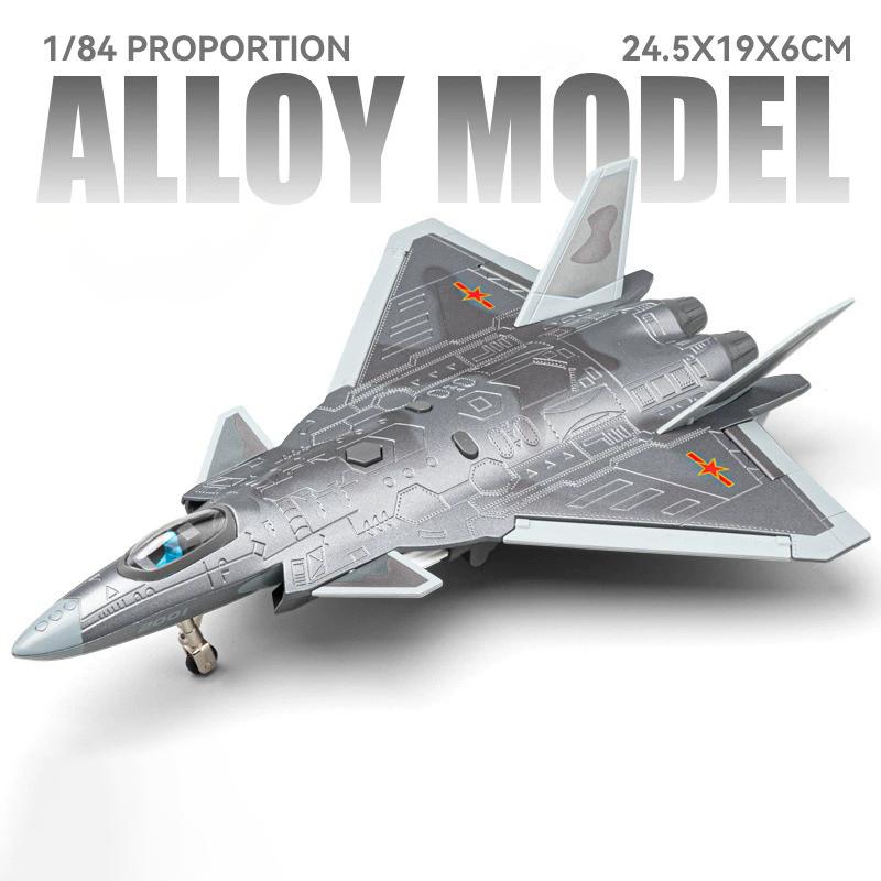 1:84 Scale J-20 Stealth Fighter Model Toy Sound Light One Click Ejection Missile Military Aircraft Models Kids Hobbies Gifts