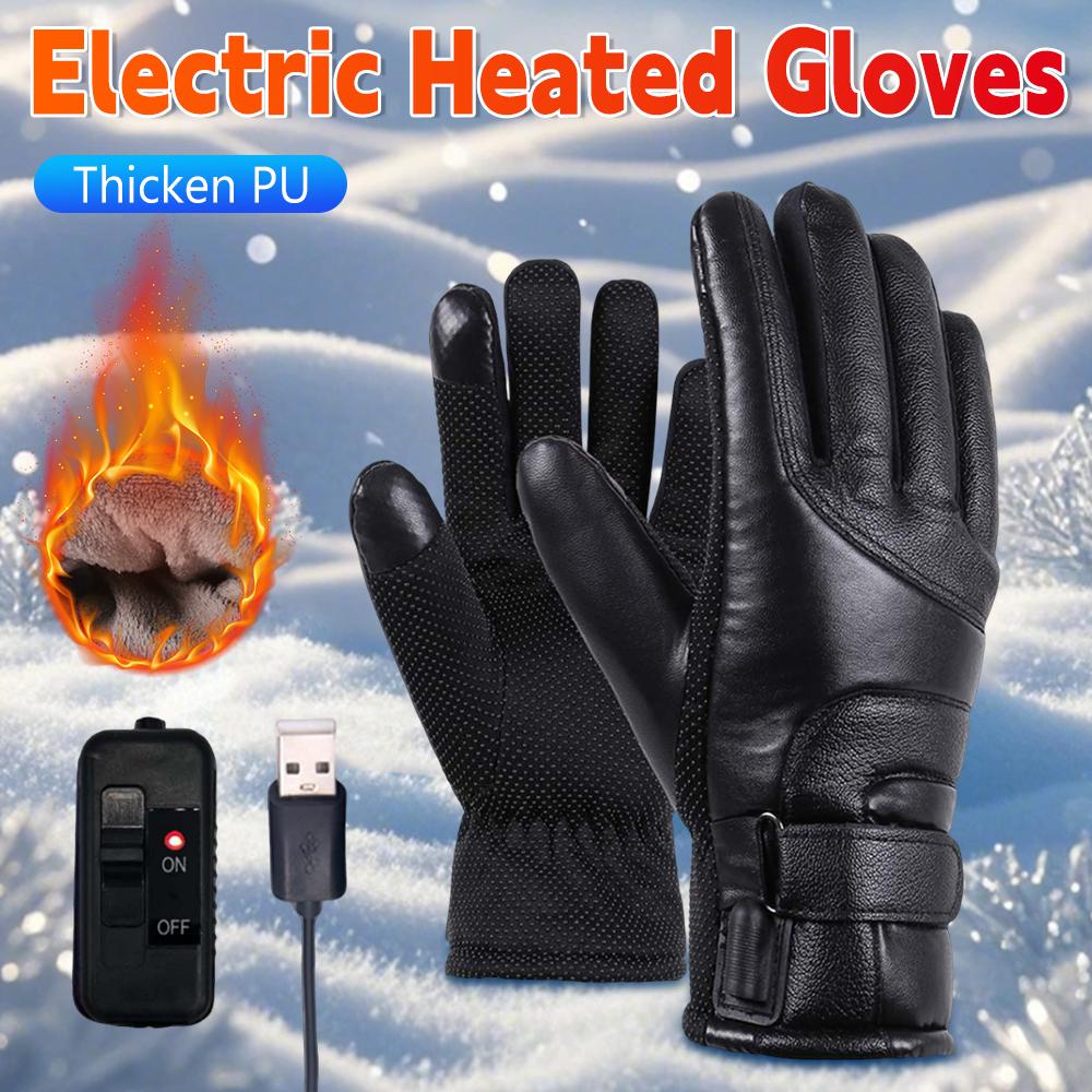 Heated Full Finger Mittens Touch Screen USB Electric Heating Gloves Ergonomics Constant Temperature for Indoor Home Outdoor