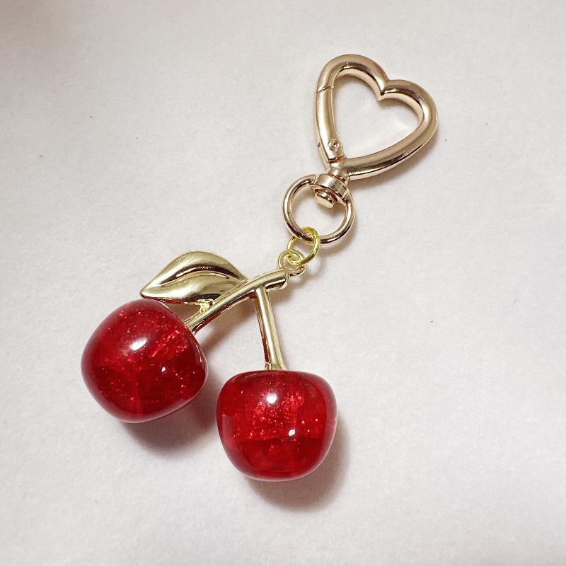 

1/2 шт. Жемчужный кружевной брелок-подвеска в виде вишни, цепочка, шарм для сумки, плетеный шнур, модные брелоки для рюкзака, аксессуары-подвески