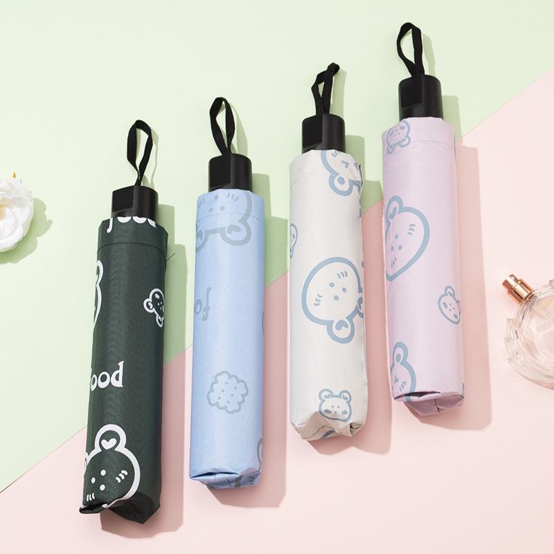 Cartoon Print Dual-Use Folding Sunshade Umbrella - UV Protection and Rainy Day Use