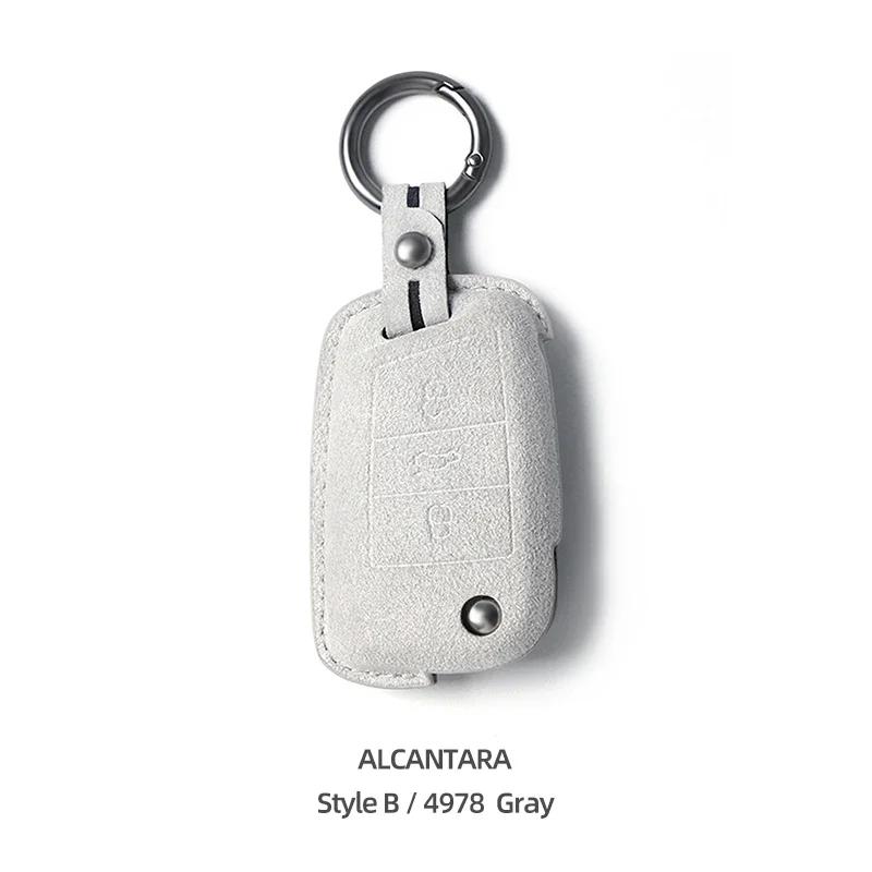 For Volkswagen VW Polo Tiguan Golf Jetta Beetle Eos Scirocco Up Transporter Sharan Made of Alcantara Wrap Car Key Case Cover