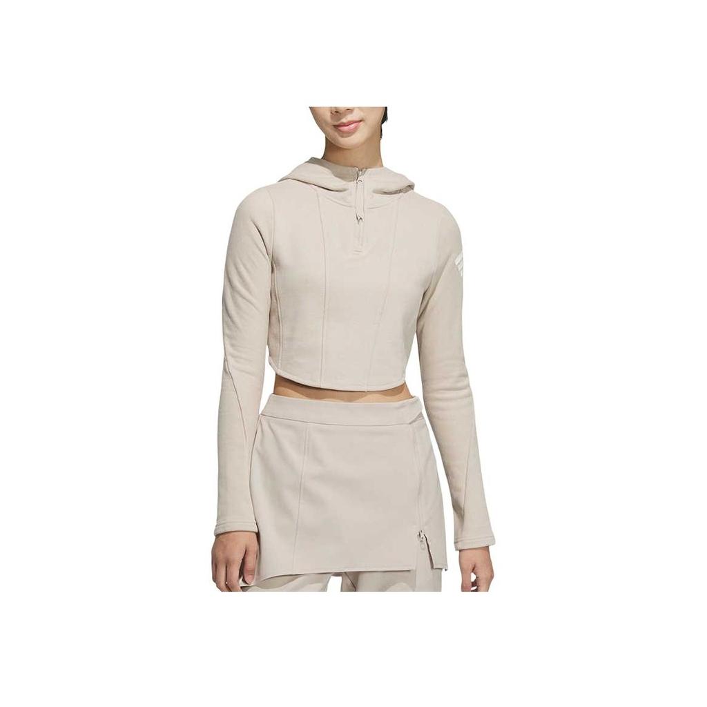 Adidas FW24 FUSTL W P HDY Sports Casual Hooded Pullover Sweatshirt Women Sweatshirt Light-Brown JM6210