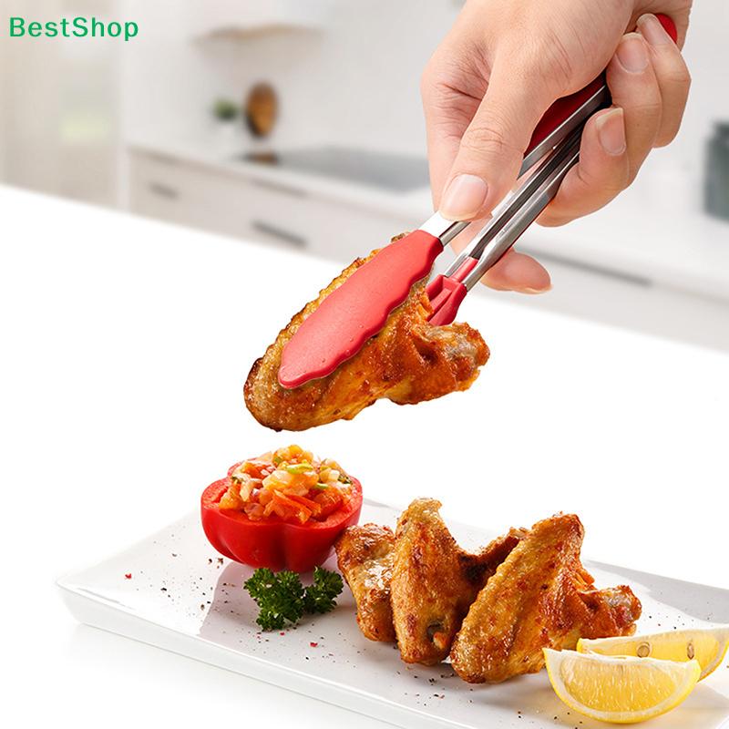 Stainless Steel Food Tongs-Heat-Resistant Silicone Grip Tongs for Cooking, Grilling & Serving (7/9/12inch, Black/Red)