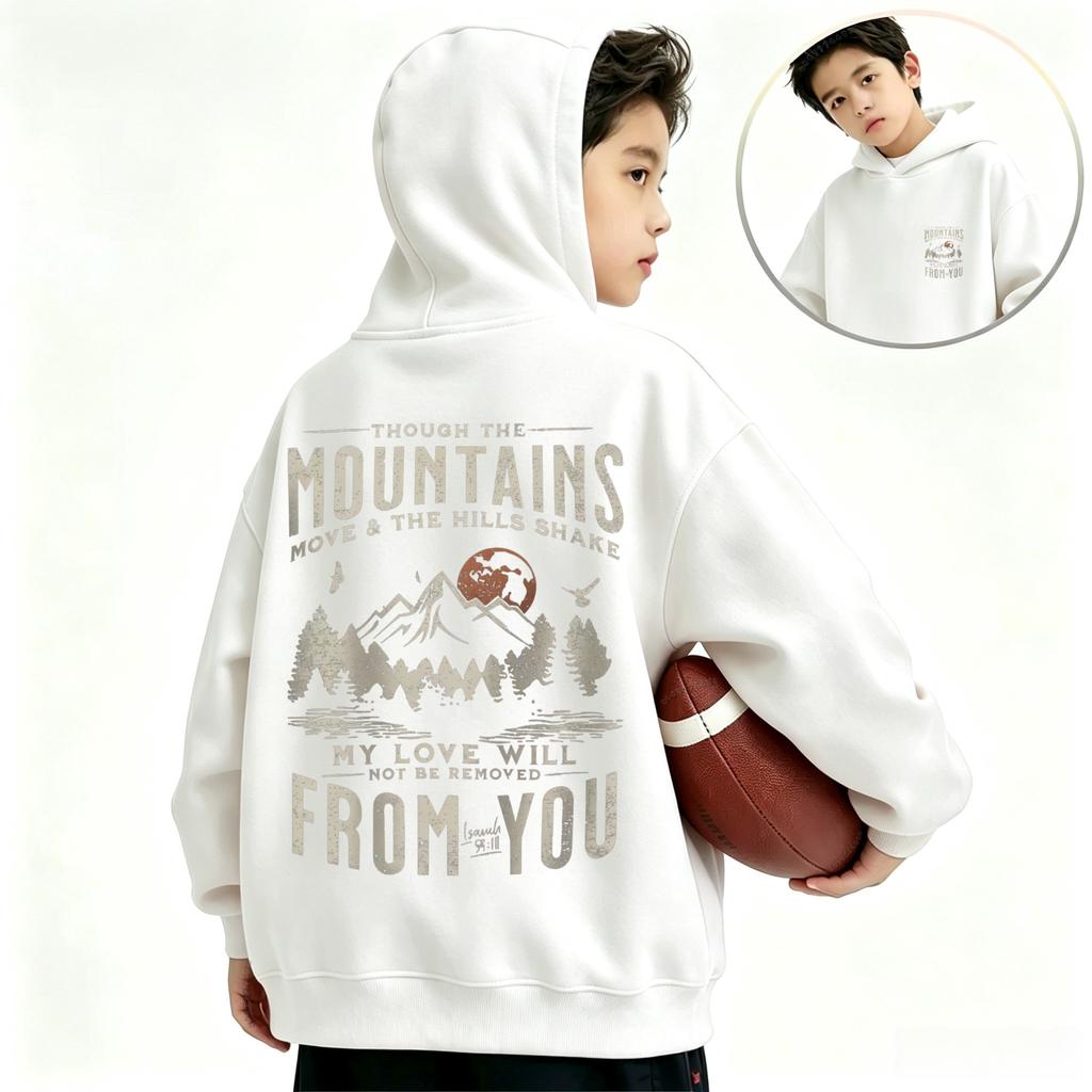 Latest vintage forest-themed letter-printed children's hooded sweatshirt. Boys'and girls'casual long-sleeved hooded sports shirt