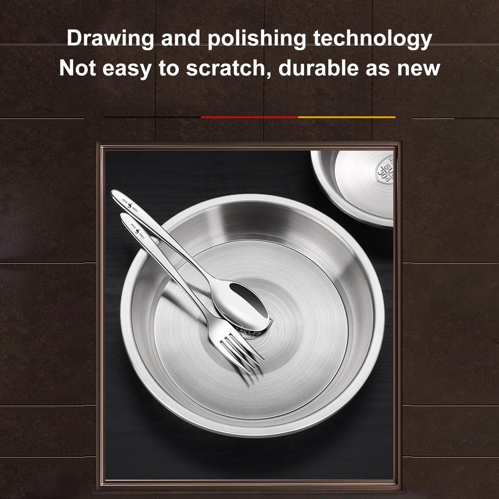 Stainless Steel Plate 304 Food Grade Material Stainless Steel Rounded Deepen Dish for Eating20cm/7.9in