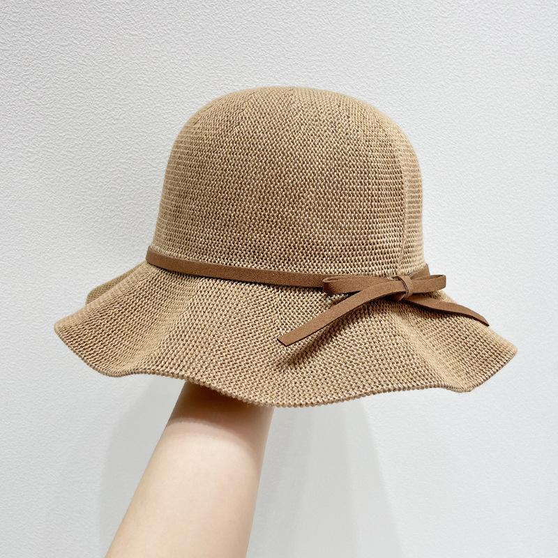 Hat women's spring and summer sunshade fashion bucket hat elegant temperament casual travel sunscreen hat white versatile top hat