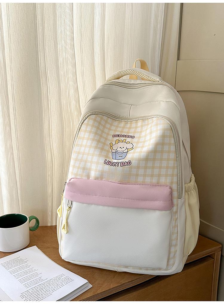 Schoolbag Foreign Soft Girl Girl Backpack Ins Japanese Cute Primary School Schoolbag Travel Plaid Cartoon Backpack