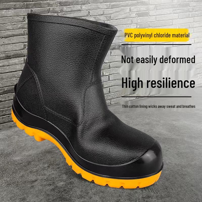 PVC Steel Toe Safety Boots: Anti-static, Acid & Alkali Resistant, Non-slip, Wear-resistant, Anti-smash, Breathable and Penetration-resistant.