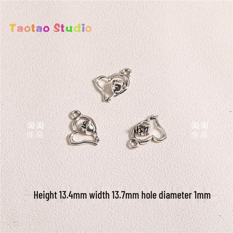 Love Heart Pendant Charm Alloy Jewelry for DIY Bracelets & Necklaces