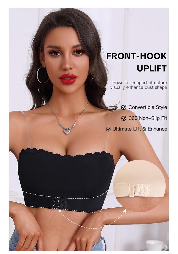 One-Shoulder Non-Slip Strapless Bra with Front Buckle and Invisible Bandage Style