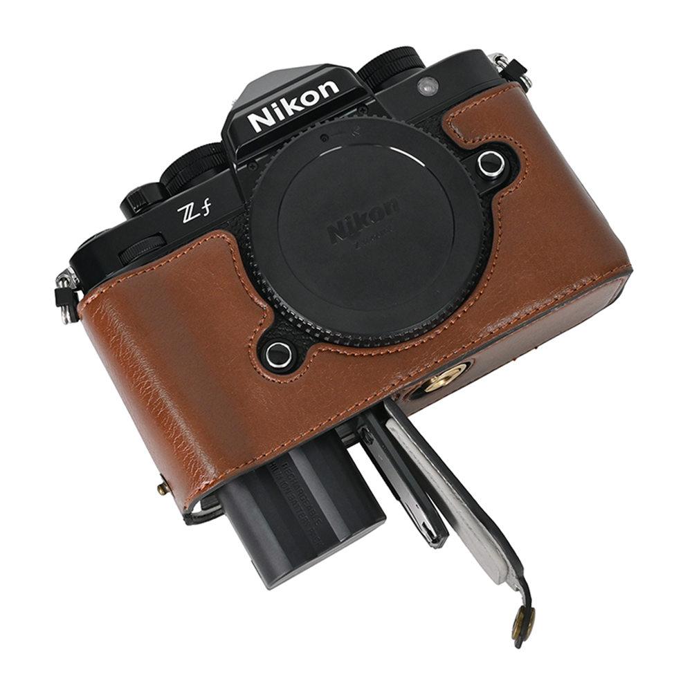 Skórzany Półetui na Aparat For Nikon Zf ZF Otwór na Baterię Dolna Pokrywa