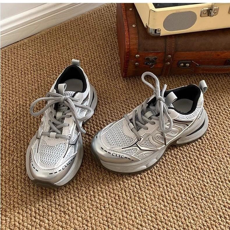 Internet Celebrity Popular Dad Shoes Women 2025 Spring New Korean Version Wear-resistant Heightening Sports Shoes Super Fire Breathable Casual Shoes