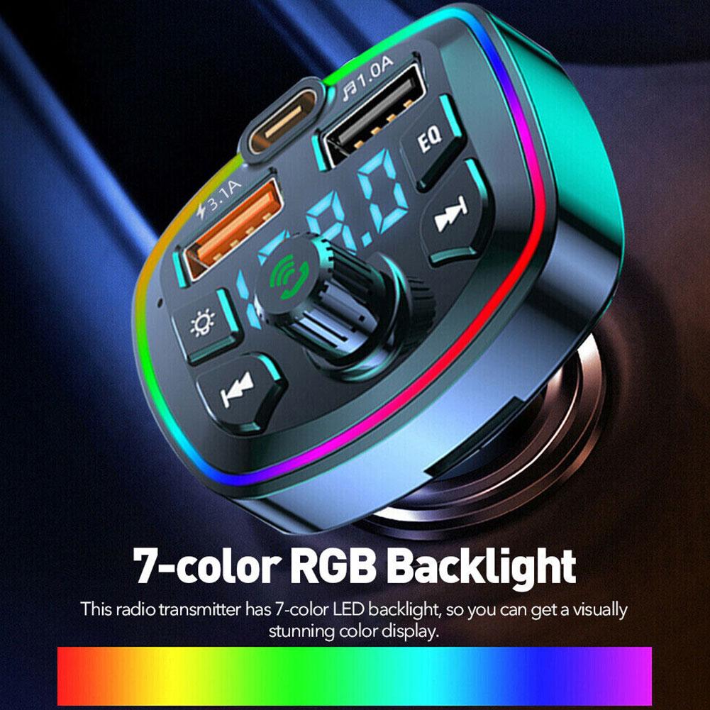 Bluetooth 5.0 Car Charger Car FM Transmitter Bluetooth Hands Free Mp3 True 3.1A Dual USB Port PD Fast Charging